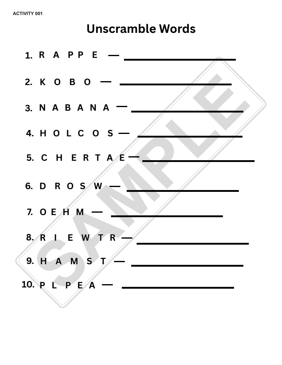 Sample activity page